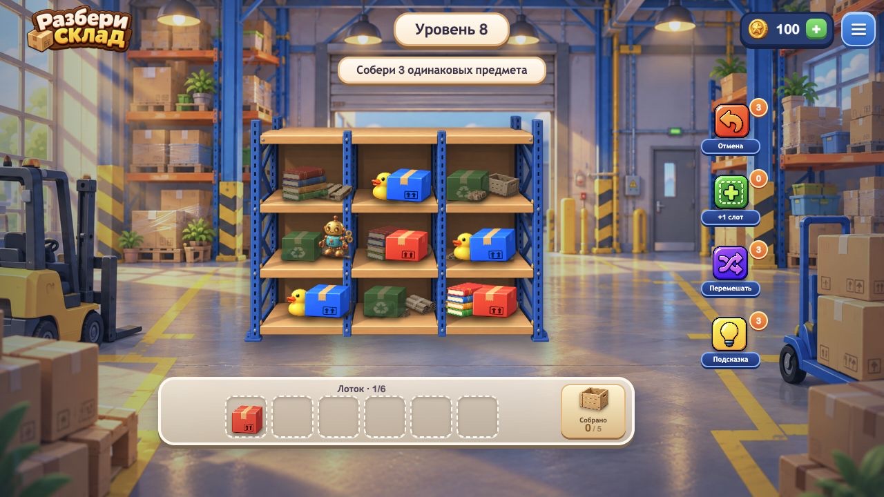Гиперказуальная игра — игровой уровень с сортировкой предметов